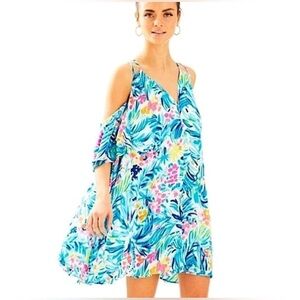 Lilly Pulitzer Vibrant Floral Cold Shoulder Dress